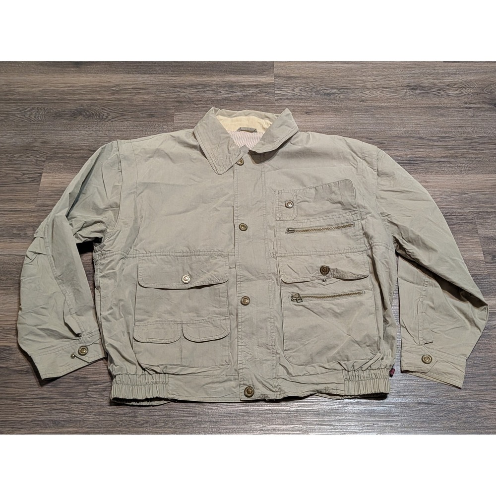 Woolrich Utility Field Bomber Jacket Mens Large Sage Green Multi Pocket Vintage